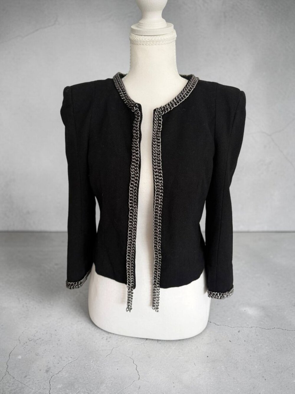 TWENTY ONE Black Chain Boucle Blazer Jacket Size Small